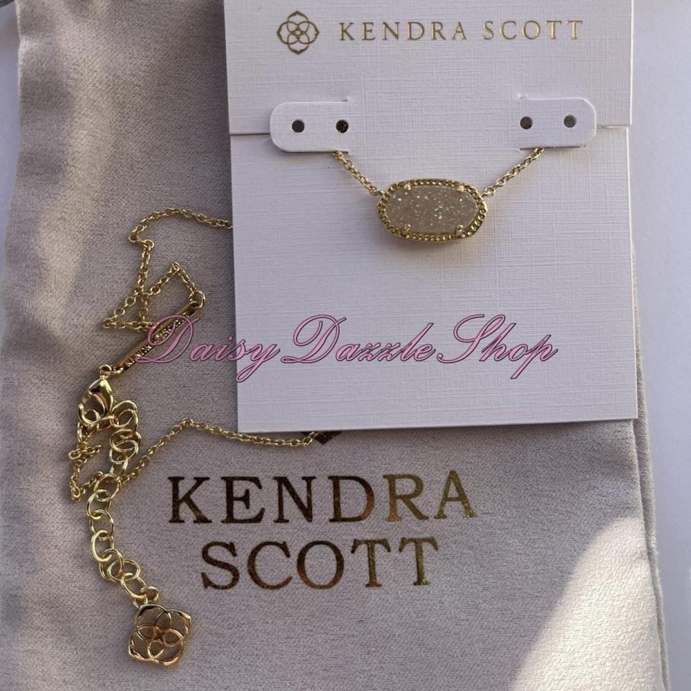 ✨New Kendra Scott Elisa Necklace Pendant Gold in Iridescent Drusy ✨ - Picture 5 of 6